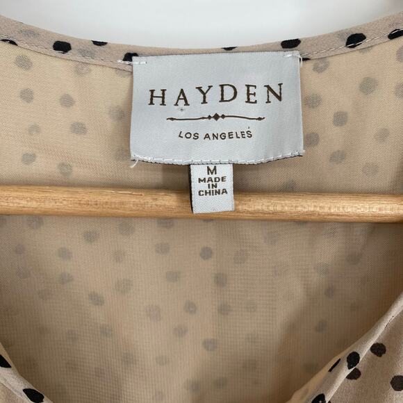 Hayden Dress Women’s 8 Beige & Black Polka Dot Flowy Feminine Romantic - Picture 3 of 11